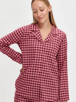 Yöasut Ja Oloasut-Nanso FLANELLI pyjamapaita - pinkki-burgundi Pinkki-burgundy ruudullinen