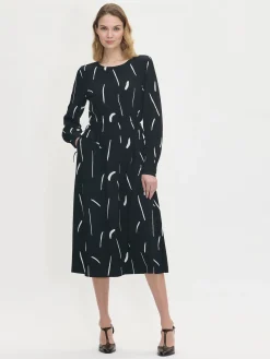 Mekot-Nanso SIVELLIN midi kangasmekko - Mustavalkoinen